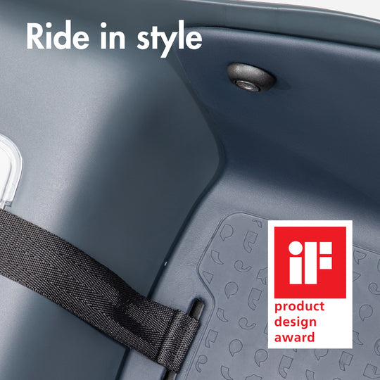 Detailed shot of the inlay of the Kvisp dog carrier in the color Midnight Gray with detailed dog tail pattern #color_midnight-gray