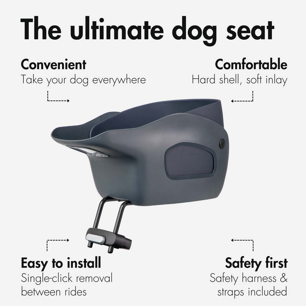 Main product photo showing the Kvisp Bike Carrier for Dogs in the color Midnight Gray on a white background #color_midnight-gray
