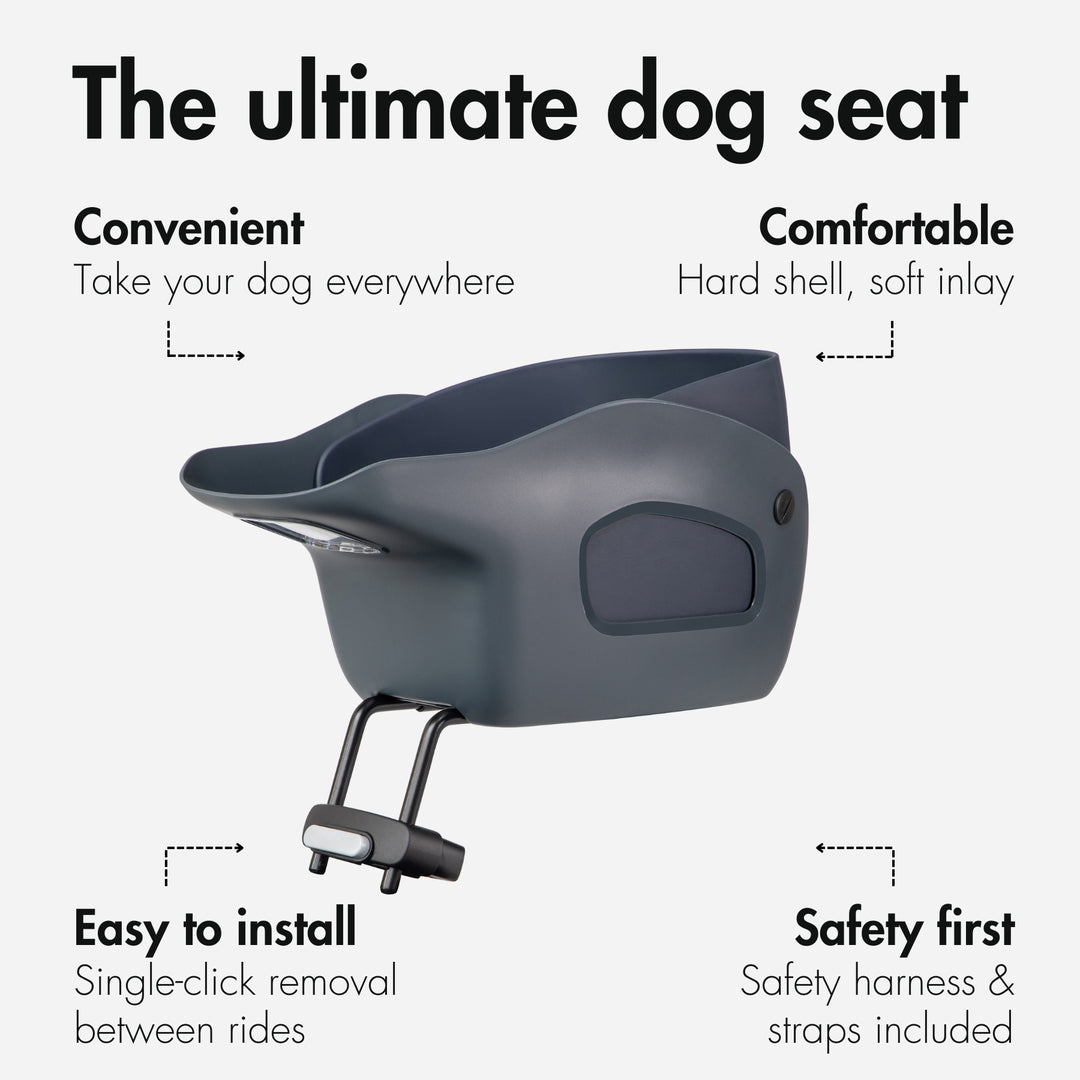 Main product photo showing the Kvisp Bike Carrier for Dogs in the color Midnight Gray on a white background #color_midnight-gray
