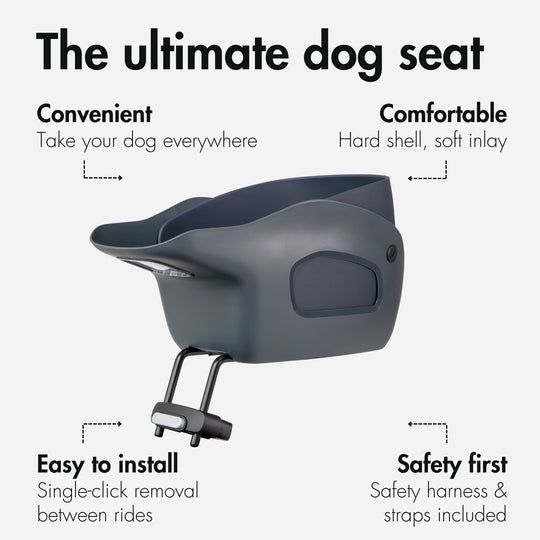 Main product photo showing the Kvisp Bike Carrier for Dogs in the color Midnight Gray on a white background #color_midnight-gray