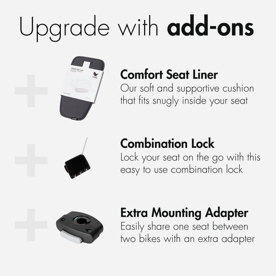 An overview of the different add ons you can get for the Kvisp seat to upgrade your rides #color_forest-green