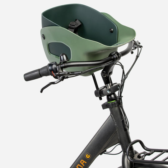 Kvisp Seat Angled Front View of Dog Basket for Bike #color_forest-green